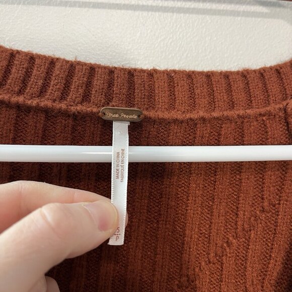 Free People Emmaline Mini Sweater Dress Cut Out‎ Back in Burnt Orange Small - Picture 5 of 10